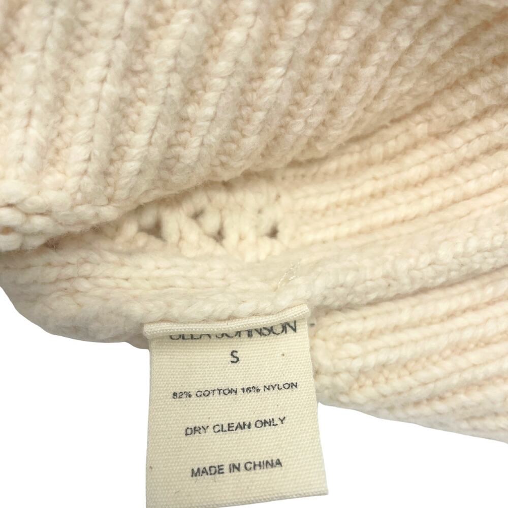 Ulla Johnson Top Sweater‎ Joleigh Cable Knit Ivory Green Chunky Puff Sleeve S - Picture 8 of 11